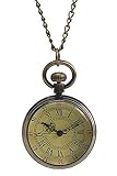 Souarts Antique Bronze Color Round Pocket Watch with Roman Numerals Dial