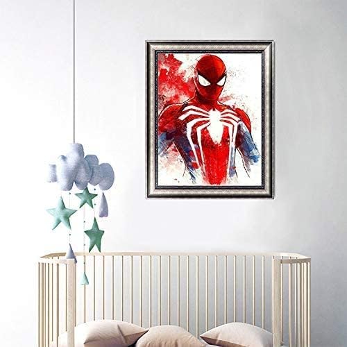 DIY 5D Spiderman Diamond Painting by Number Kits,Crystal Rhinestone Diamond Embroidery Paintings Pictures Arts Craft for Home Wall Decor (Spiderman 12 X 16 Inch)