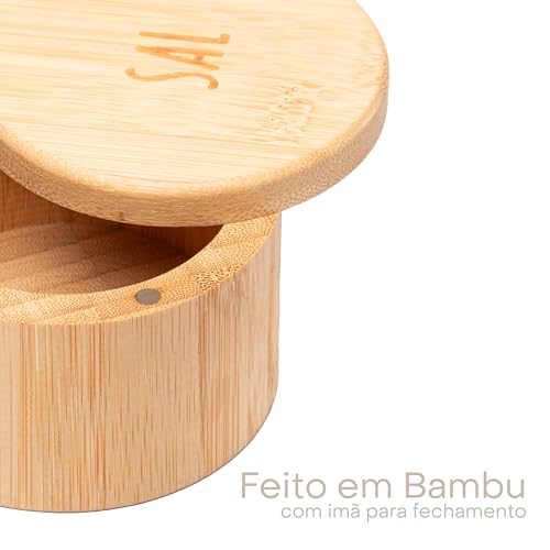 Saleiro Redondo de Bambu com Tampa 9cm x 6cm - Lyor