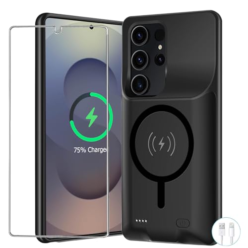 YINGYKJ Battery Case for Galaxy S25 Ultra Upgraded 12000mAh Battery Pack Rechargeable Charger Case with Wireless Charging Compatible for Galaxy S25 Ultra(6.9 inch) External Charging Cover (Black)