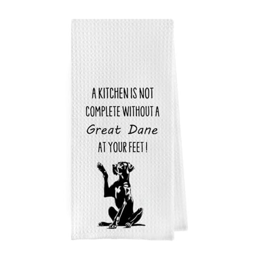Geqtt Great Dane Dish Towels - Funny Great Dane Gifts Decorative Waffle Weave Kitchen Towels, Dog Lover Gifts Hand Towel, Tea Towel (16×24 Inches)