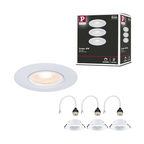 Paulmann 92112 Spots encastrés kit de 3 fixe rond 90 mm GU10 max. 3x10W 230 V Blanc Luminaire encastré - luminaire sans ampoule