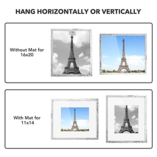 Twing 16 X 20 Picture Frames Set Of 6, Rustic White Gallery Wall Frames Display Pictures 11X14 With Mat Or 16X20 Without Mat Poster Frame Composite Wood #TOP1