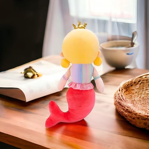 Image of Liquortees Cute Mermaid Plush Toy for Baby Girl - Teddy Bear Doll Gift for Girls Age 5 to 10 Years, Soft Plushies Toys (32 cm Combo Red & Pink)