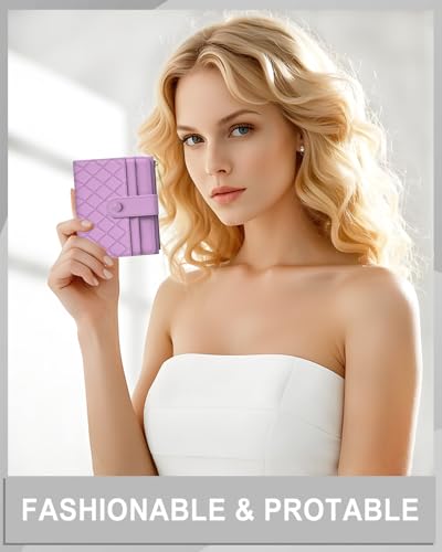 Womens Wallet, RFID Small Slim Wallets for Women, Compact Credit Card Holder, Cute Leather Bifold Ladies Purse with Zipper Coin Pocket and ID Window, Purple 7