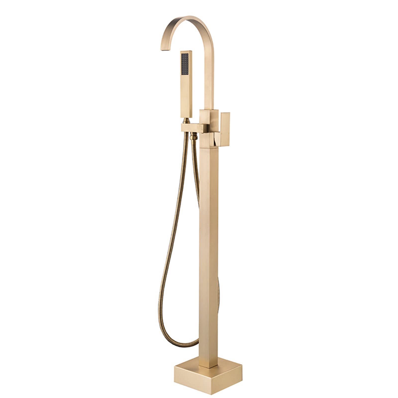 Robinetterie de bain autoportante or brossé pour baignoire îlot espacée
