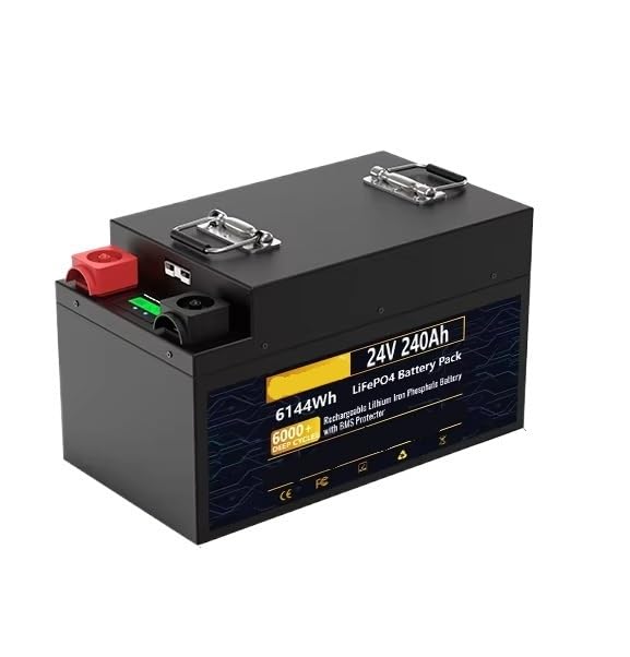 Batteria a ciclo profondo Pacco batteria LiFePO4 da 24 V 300 Ah Bluetooth 140 Ah 100 Ah 240 Ah 200 Ah 5 KWh 12 V Akku al litio 6000 cicli di accumulo di energia solare(24V 240Ah From EU)