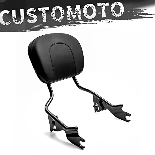 Customoto Detachable Sissy Bar Backrest Compatible With 2009-2022 Harley Touring Street Glide Road King Road Glide Electra Glide Black #TOP6