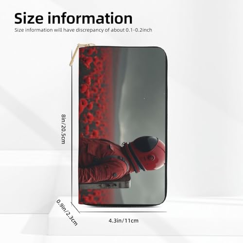 Retro Red Astronaut Print Wallet Women, Leather Bifold Multi Card Wallet, Long Purse Women's Wallets2