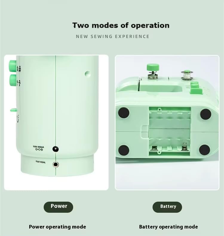 Image of Sewing Machine with Extension Table & Foot Pedal | Portable Electric Mini Silai Machine for Home Use | 2 Speed, Dual Power (AC /DC) | Beginners & DIY Stitching Machine