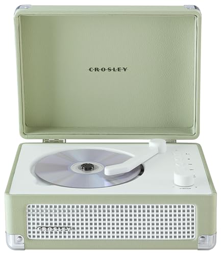 Image of Crosley CR3505A-MT Cruiser Retro Portable CD Player with Stereo Bluetooth Speakers and FM Radio, Mint