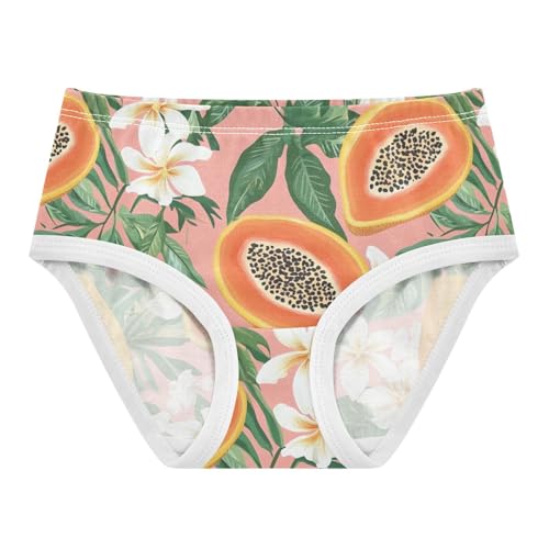 Wusikd Papayas Girls' Underwear Cotton Tropical Flowers Leaves Girls Briefs Soft Toddler Underwear 2T