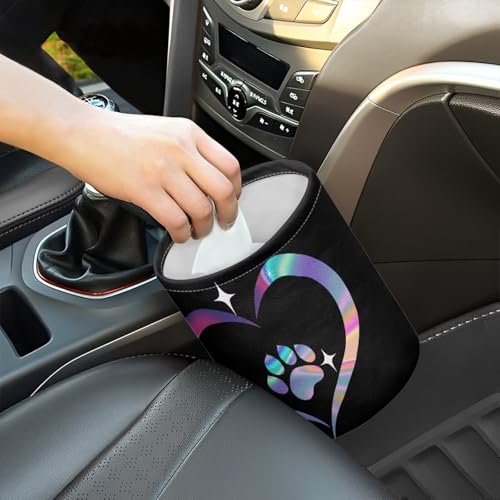 Image of Dog Paw Heart Car Garbage Can Mini Car Trash Bin Hanging Headrest with Adjustable Buttons Multipurpose Car Organizer