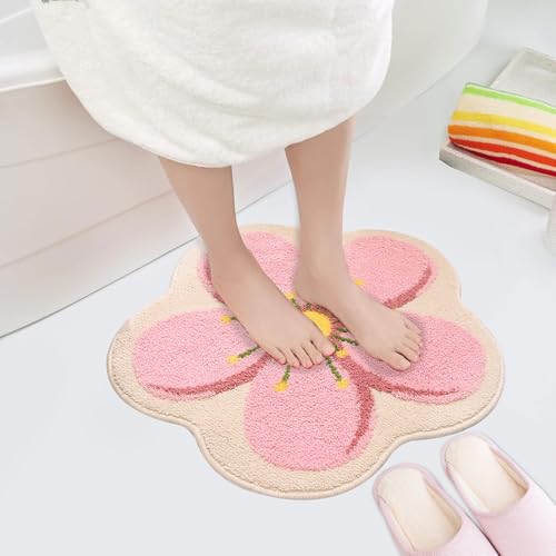 seimeinoki 桜 玄関マット トイレマット インテリアマット 春 飾り 花 可愛い シャギー ドアマット 室内用玄関 浴室 インテリア 滑り止め 洗える 40*40cm [4]
