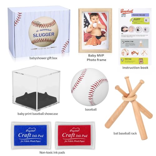 Baby-Handprint-Footprint-Kit-with-Photo-Frame-Baseball-Stand-Display-Case–Perfect-Newborn-Keepsake-Baseball-Baby-Shower-Gifts-New-Dad-First-Parents-Fathers-Day-Gift Baby Handprint Footprint Kit with Photo Frame Baseball Stand Display Case–Perfect Newborn Keepsake Baseball Baby Shower Gifts New Dad First Parents Fathers Day Gift