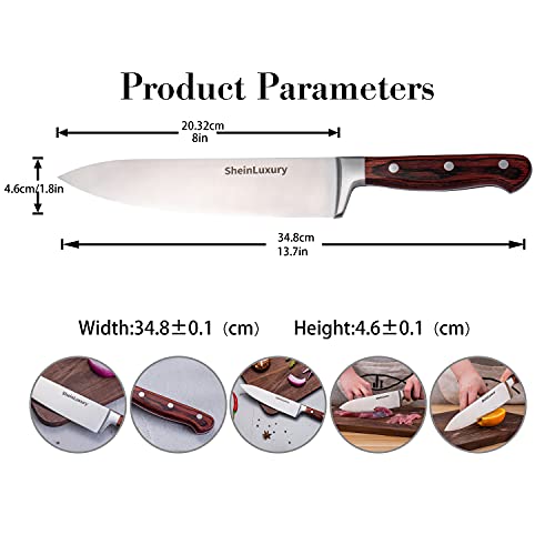 Chef Knives Kitchen Knife 8” Handmade Forged High Carbon Germany Stainless Steel Meat Knife Super Sharp paring knife with Black Color Wood Ergonomic Handle for Home Cook or Restaurant Kitchen