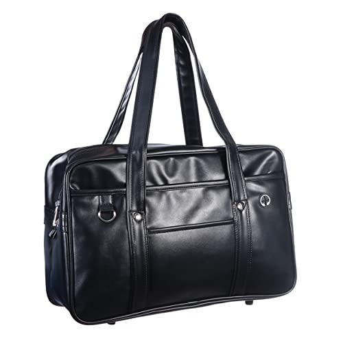 Shoulder PU Commuter Bag Japanese Uniform Briefcase for Men Women Durable Portable Tote with Non Slip Foot Nails and Strong Strap Handle Clean Aesthetic Design