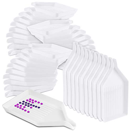 Heatoe 40 Pack Plastic Bead Sorting Trays Diamond Rhinestone Tray Diamond Painting Tray Cross Stitch Nail Art Tray Plate for DIY Art Craft(White)