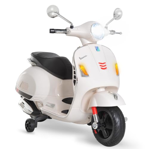 HOMCOM Vespa Scooter Moto &Eacute;lectrique Enfants 6 V 102L x 51l x 76H cm Blanc