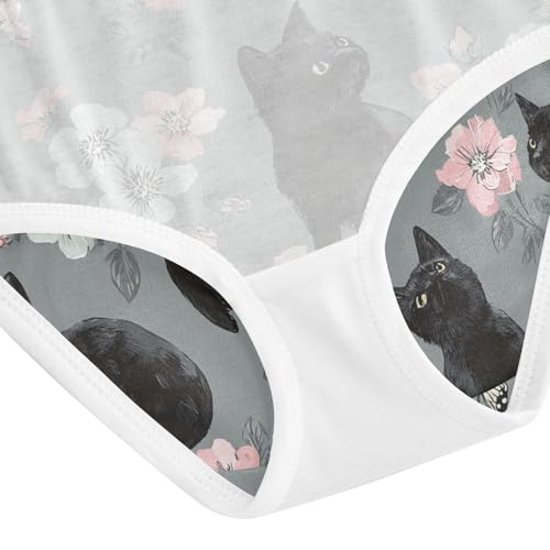 Wusikd Black Cats Butterfly Girls' Underwear Cotton Flowers Girls Briefs Soft Toddler Underwear 2T 5