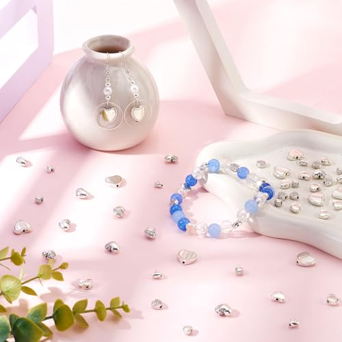 SOFPLATE 1 Box 120Pcs Antique Silver Heart Beads Heart Charm Spacer Bead Metal Alloy European Style Love Hearts Loose Spacer Beads for jewellery Making Bracelets Earrings Crafts Valentines Day Gifts - Image 4