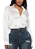 Navneet Women Blouses Satin Button Down Long Sleeve Shirts...