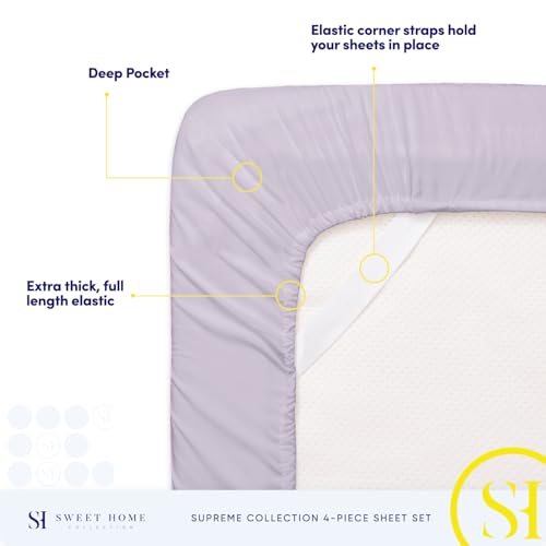 Twin Sheets - Breathable Luxury Sheets with Full Elastic & Secure Corner Straps Built In - 1800 Supreme Collection Extra Soft Deep Pocket Bedding Set, Sheet Set, Twin, Lilac