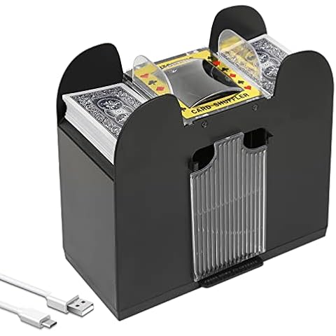 Ni-SHEN 6 Deck Automatic Card Shuffler USB/Battery Operated Electric Shuffler for Family Party Poker/Blackjack/UNO(1-6 Deck Card Shuffler) Cover