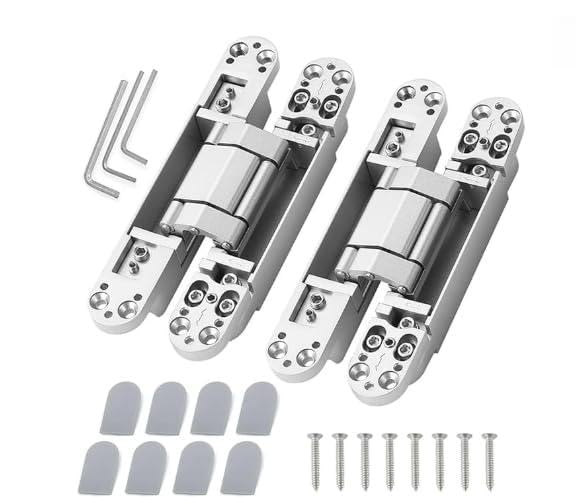 2-Pack 180° Adjustable Hidden Door Hinges: Zinc Alloy Concealed Hinges