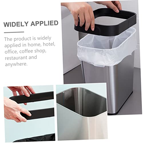 Basurero de acero inoxidable para baño rectangular negro miniatura 3