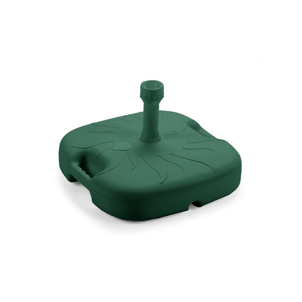 Base Supporto Ombrellone da Giardino 45x45x16h cm PP 18L Maniglie Diametro Tubo 21-33mm Esterno Resistente Riempire Verde