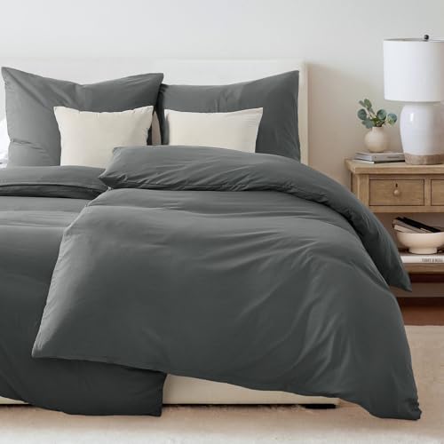 WohlNest Bettwäsche 135x200 4teilig Grau,Bettwäsche-Sets Mikrofaser Bettbezug 135 x 200 2er Set + 2 Kissenbezüge 80x80 cm,Kuschel Weiche Bettwäsche Anthrazit mit Reißverschluss