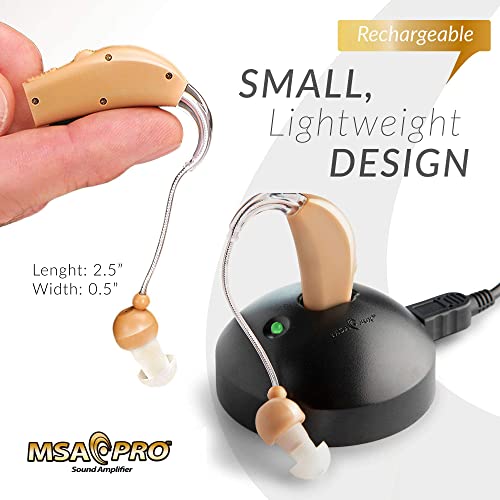 MSA PRO My Tone Sound Amplifier for Personal Use | Rechargeable Ear Amplifier | Up to 20 Hours of Continuous Use | Sound Enhancer with Tips & Cleaning Brush