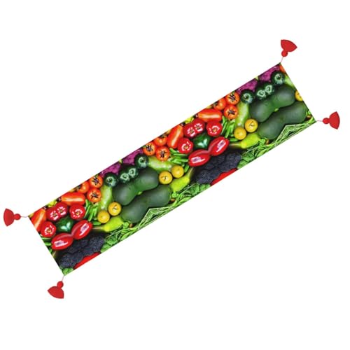Chemin de table imprimé légumes pour protéger et décorer votre table basse de salon