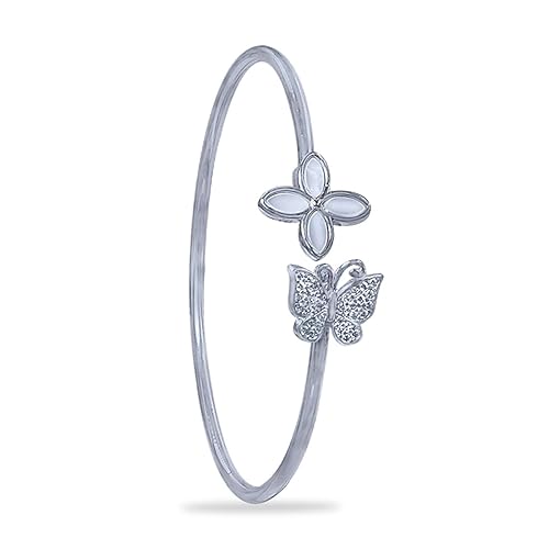 925 Sterling Silver Butterfly Bangle For Women
