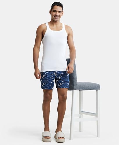 Image of Jockey NY07 Men's Super Combed Cotton Satin Weave Printed Boxer Shorts with Side Pocket