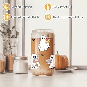 Fairys gift ghost reader halloween cup cute spooky gifts for book lovers 16 oz iced coffee tumbler cup wlid straw book themed bookworm bookish reading halloween gifts for women librarian reader  urban country home decor