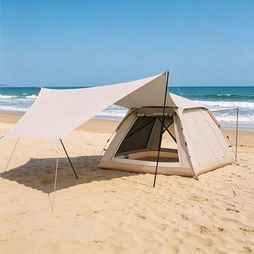 Carpa desmontable grande con toldo, pop up impermeable y resistente al viento miniatura 1