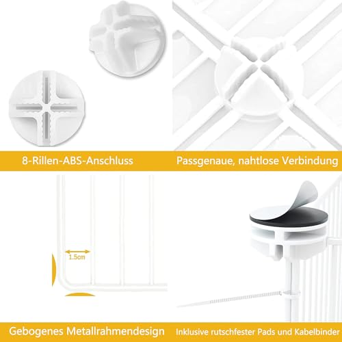 Lxvckly Haustier-Laufstall, Kleintiere Laufstall mit Tür, DIY Verschlüsselter Metalldraht Kaninchenzaun, Meerschweinchenkäfig, Kätzchenlaufstall, Indoor & Outdoor Hofzaun für Kleintiere Weiß