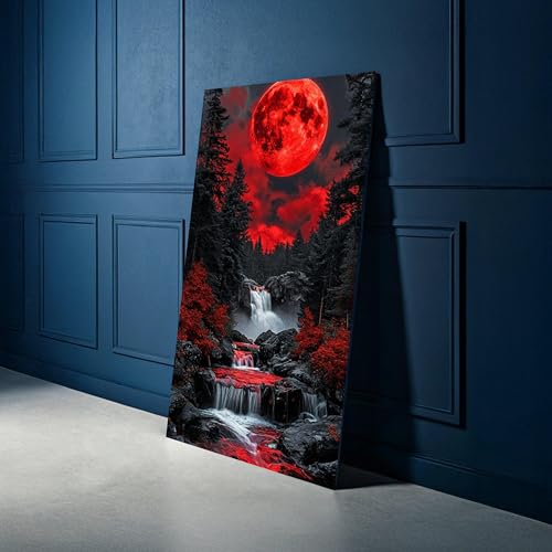 Tableau cascade de lune avec cadre intérieur en bois pour décoration haut de gamme