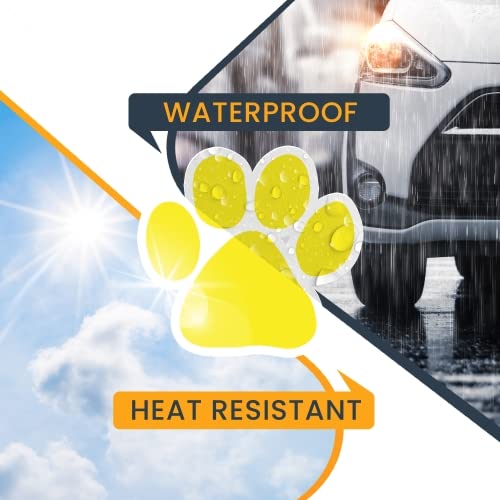 Image of Yellow Pawprint Car Magnet 5 Inch, Dog Lover Gift | Heavy duty magnetic decal for car, truck, SUV or fridge, full color UV printed