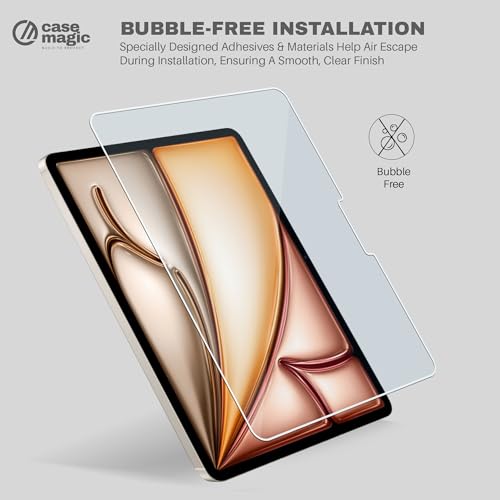 Image of CaseMagic Pack of 1 Tempered Glass For iPad Air 13 inch M3 /M2 2025 /2024, iPad Pro 13 M4 2024 Screen Protector, 9H hardness, Ultra Clear, Scratch Resistant, Responsive Touch, Shatter Proof, Bubble Free