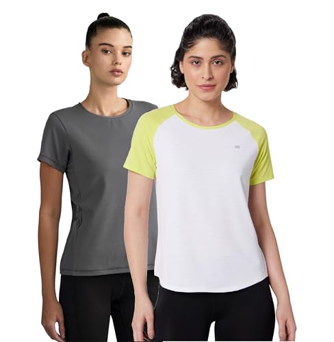 Image of Symbol Premium Women's Solid Regular Fit Sports Stretch T-Shirt | Round Neck | Raglan Sleeve | Moisture-Wicking | Activewear | Running | Gym | Plain (Available in Plus Sizes)