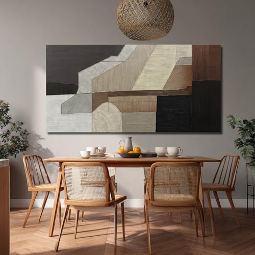 Image of VAYIMDH Abstract Wall Art Wall Decor Living Room Contemporary Pictures Bedroom Brown Wall Art Black Artwork Geometry Decorations for Home Office 24 inchx48 inch