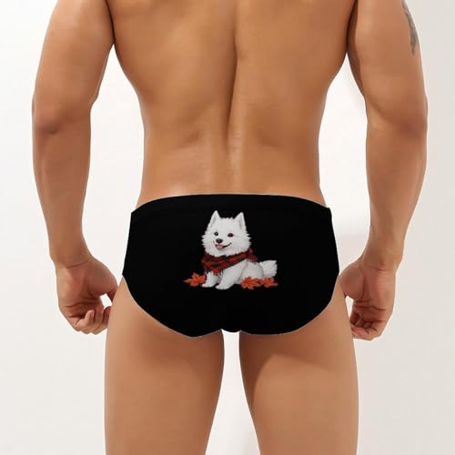 Fall Samoyed Dog Men's Swim Trunks Briefs Swimsuit Swimwear Bathing for Underwear Beach2