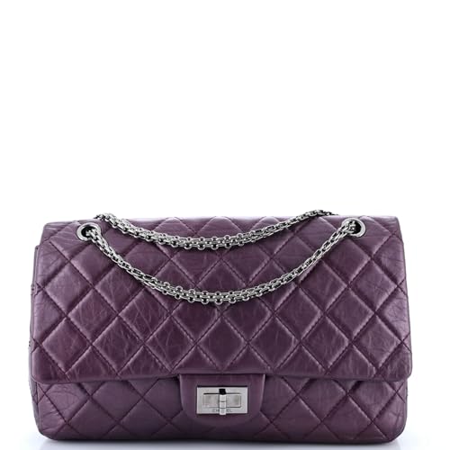 Pre-Loved Reissue 2.55 Flap Bag Quilted Aged Calfskin 227, Purple