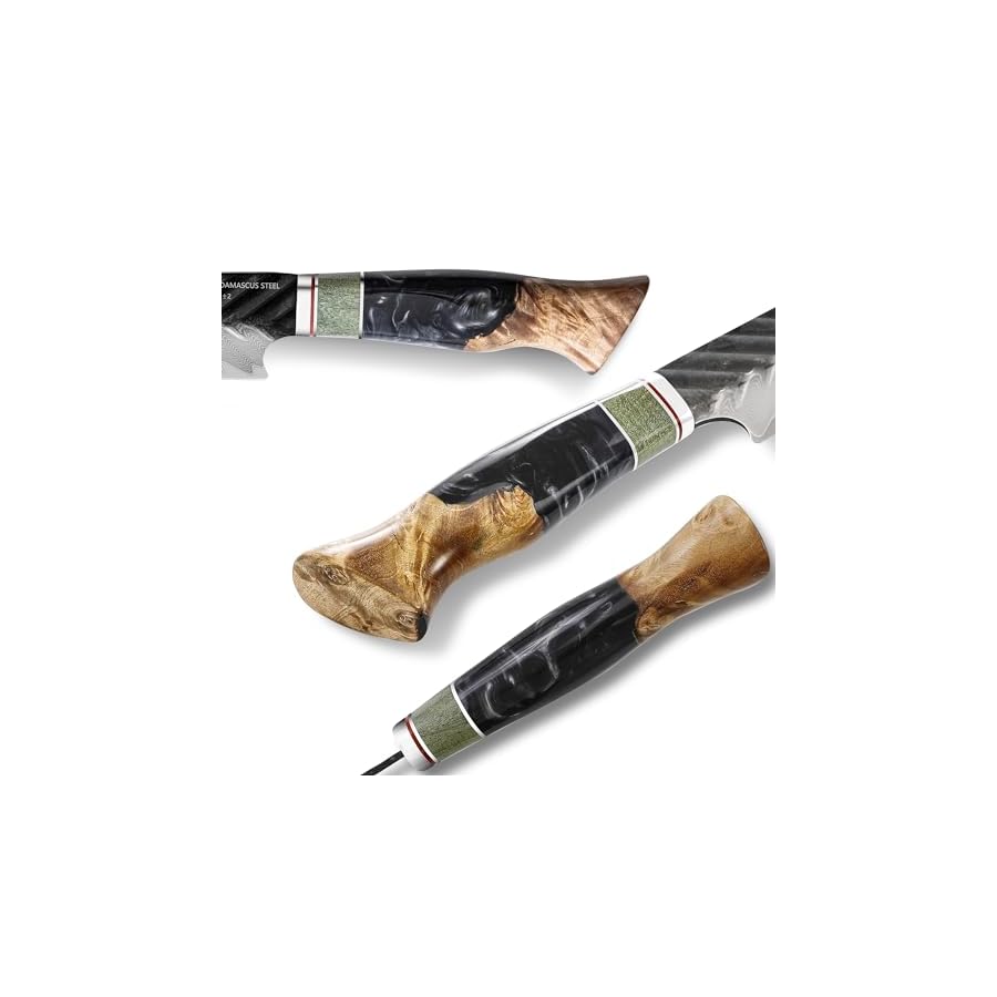 Damascus-Utility-Knife-48-Inch-Fruit-Knife-with-Leather-Sheath-67-Layers-Alloy-Steel-Peeling-Cutter-Hand-Forged-Resin-Wood-Handle-QILIN-Series SHANGDAO Damascus Utility Knife 4.8 Inch Fruit Knife with Leather Sheath 67 Layers Alloy Steel Peeling Cutter - Hand Forged Resin & Wood Handle QILIN Series