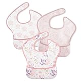 [GLLQUEN BABY] 食事エプロン 離乳食 保育園 5点セット ベビー 子供 汚れ防止 フリーサイズ 防水 洗濯機可能 調節可能 BPAとフタル酸塩なし 旅行に最適 防水お食事 (桜の花粉)