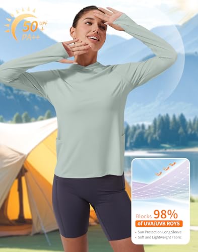 Pioneer Camp Womens UPF 50+ Sun Protection Hoodie Shirt with Pockets Long Sleeve Fishing Hiking Outdoor UV Shirts Lightweight2