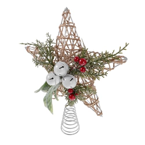 OFFSCH Weihnachtlicher Stern Christbaumspitze aus Jute und Metall mit...
